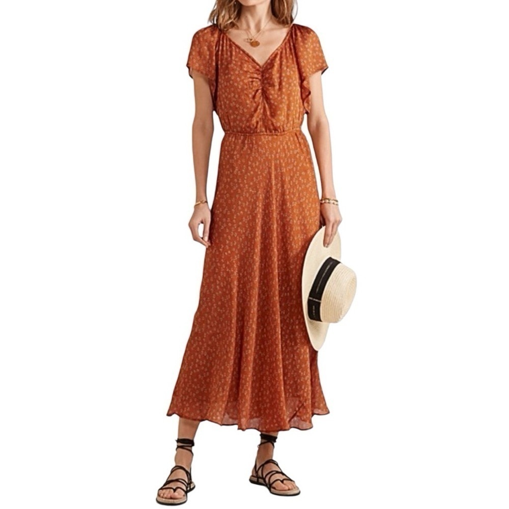 MES DEMOISELLES Falbala Floral Silk Maxi‎ Dress
